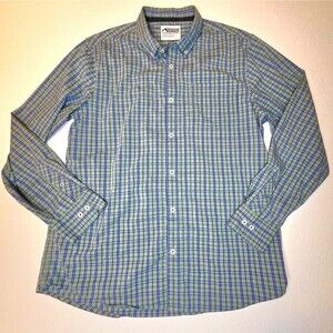 Mountain Khakis Plaid Button Down Long Sleeve Shirt Men’s XL Green Blue